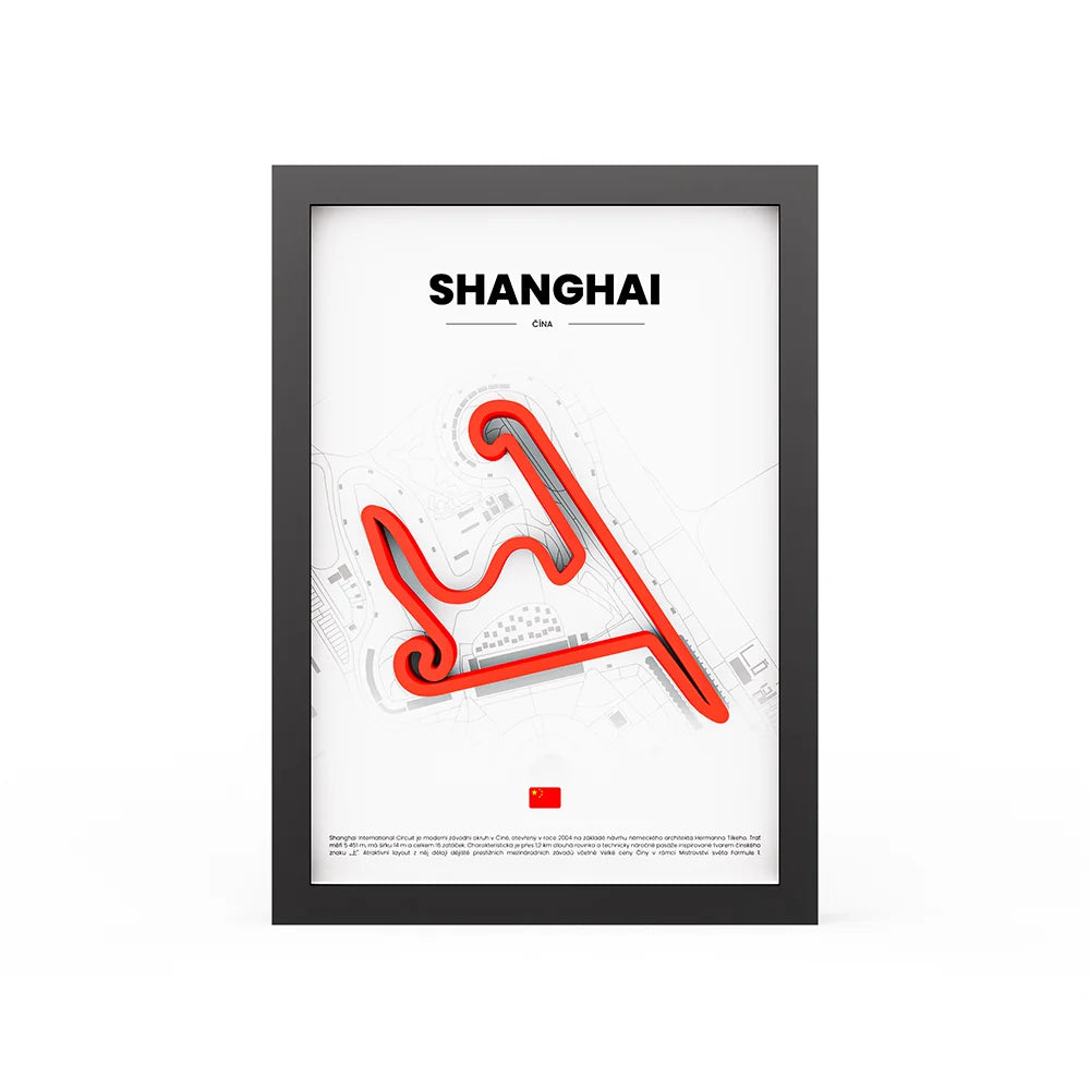 3D Obraz Okruhu - SHANGHAI s vlastním textem
