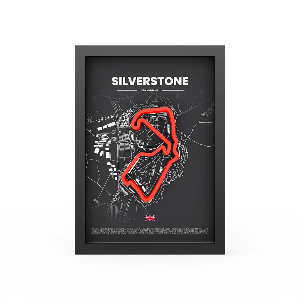 3D Obraz Okruhu - SILVERSTONE s vlastním textem