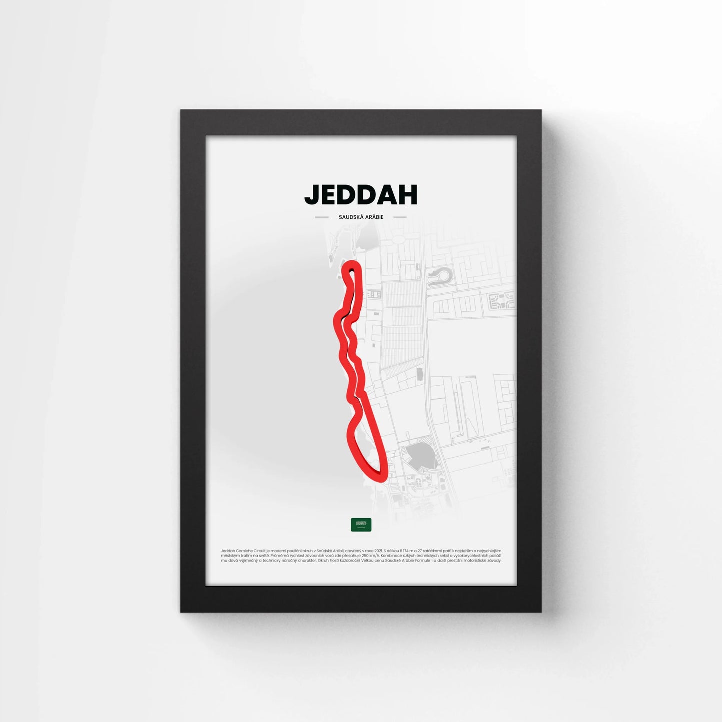 3D Obraz Okruhu - JEDDAH s vlastním textem